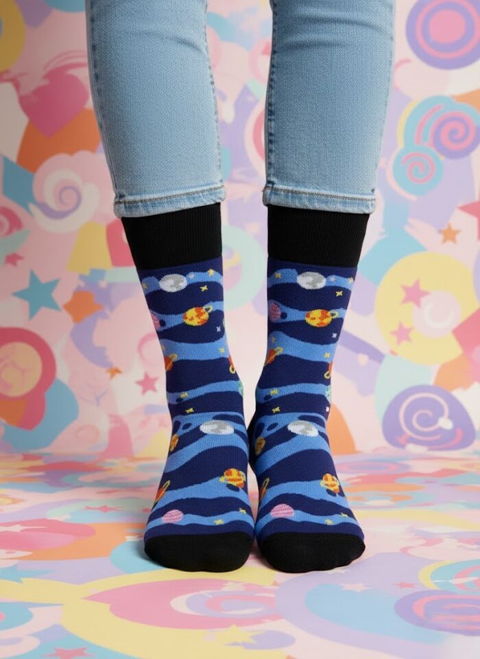 Uzay Desenli Çorap