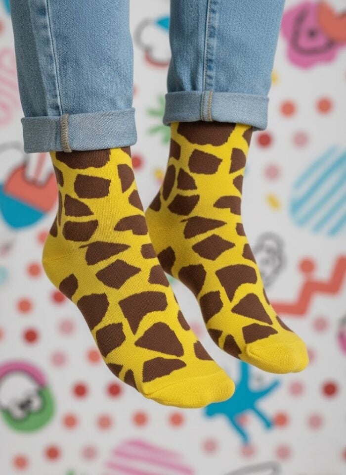 Zürafa Desenli Çorap
