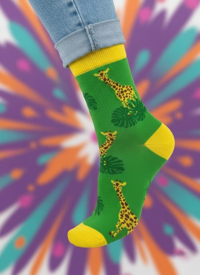 Zürafa Desenli Çorap
