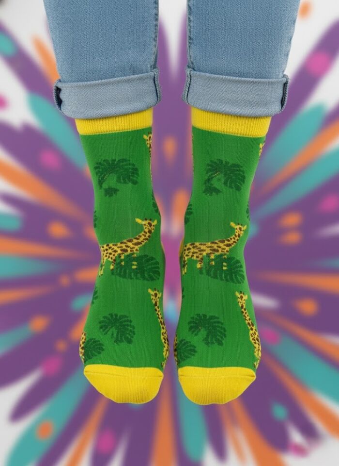 Zürafa Desenli Çorap