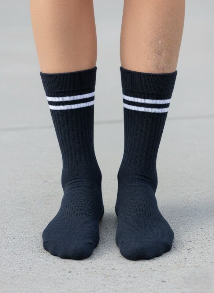 Siyah-Beyaz Çizgili Kolej Çorap
