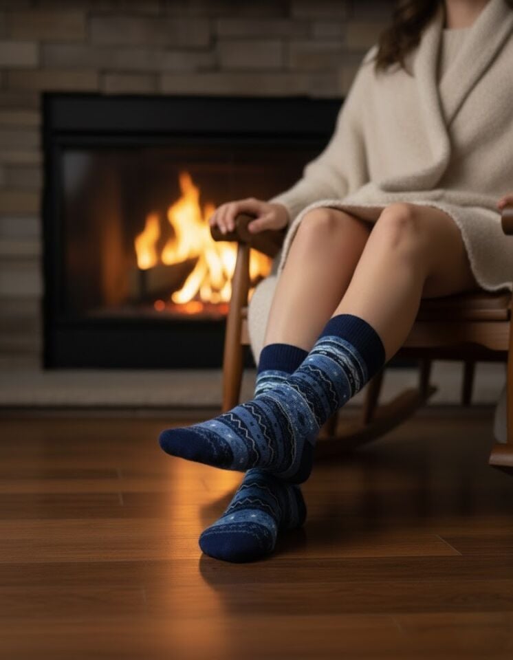 Kar Tanesi Desenli Havlu Çorap