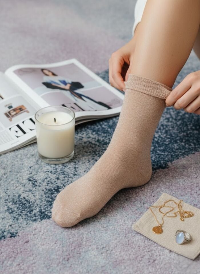 Simli Kadın Soket Çorap