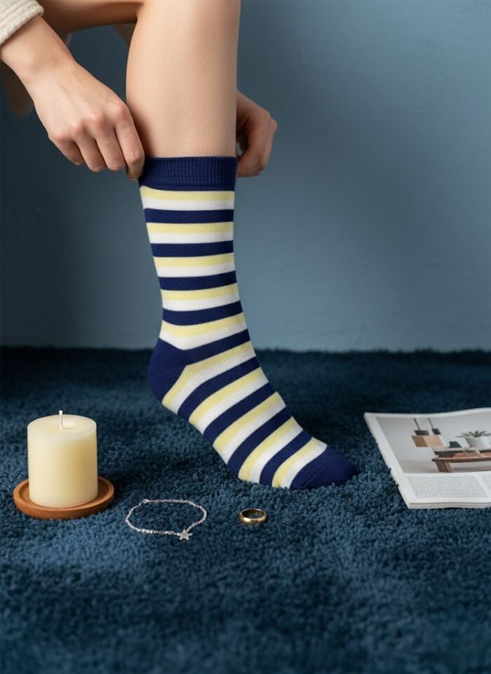 Çizgili Kadın Soket Çorap