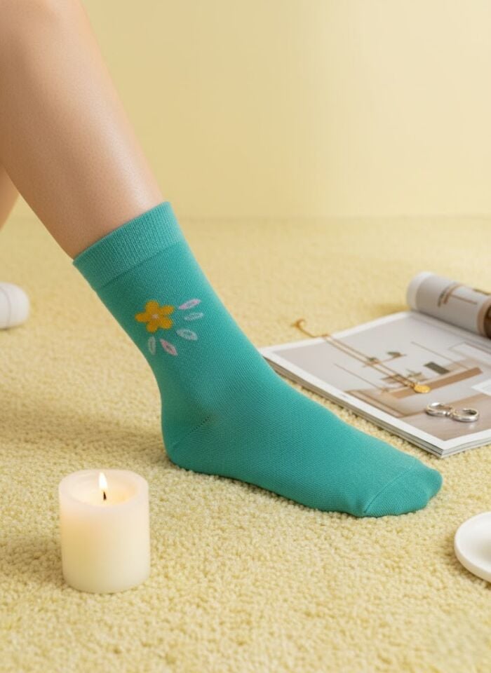 Çiçek Desenli Kadın Soket Çorap