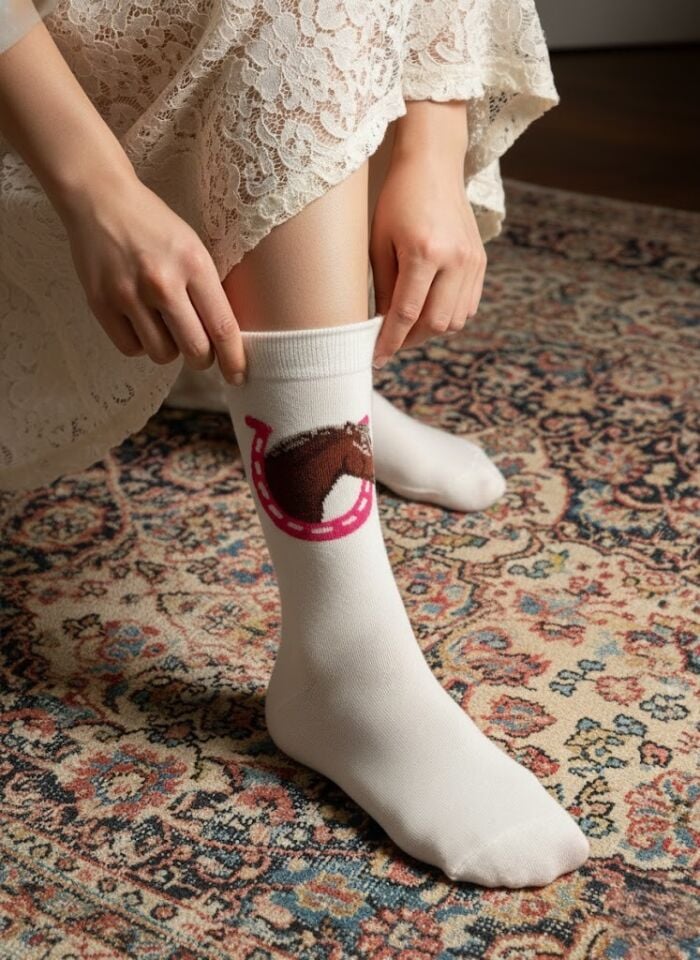 At Desenli Kadın Soket Çorap