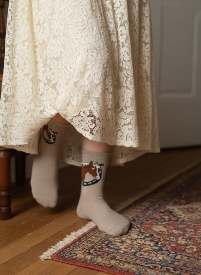 At Desenli Kadın Soket Çorap