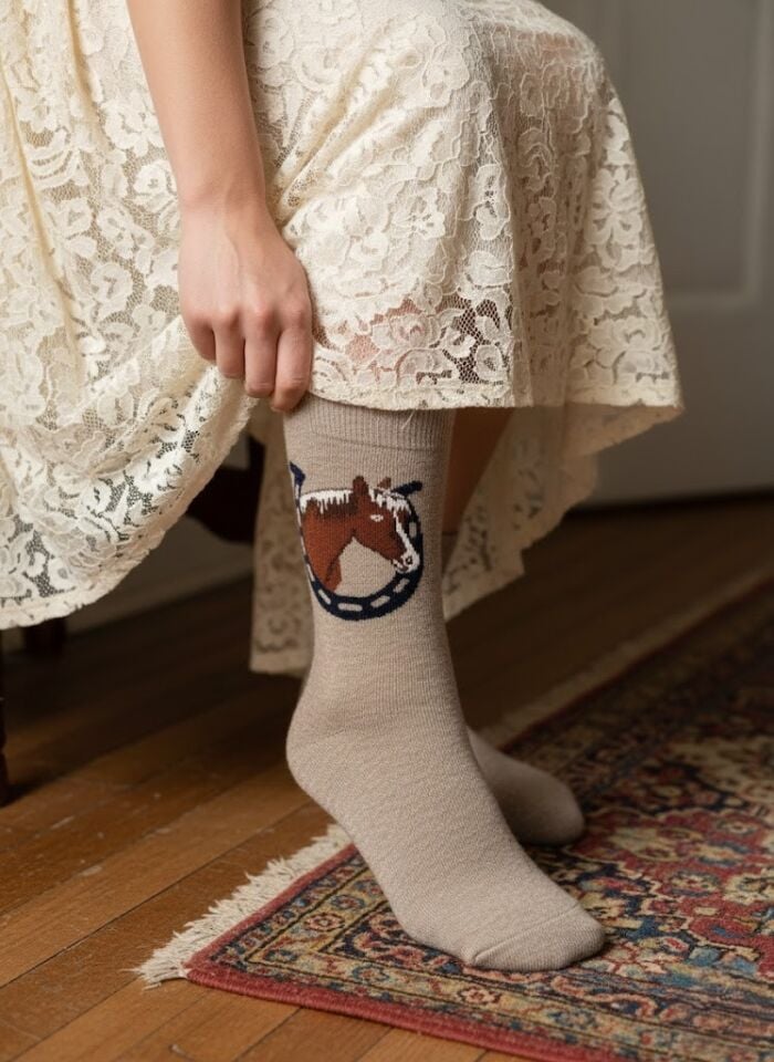 At Desenli Kadın Soket Çorap