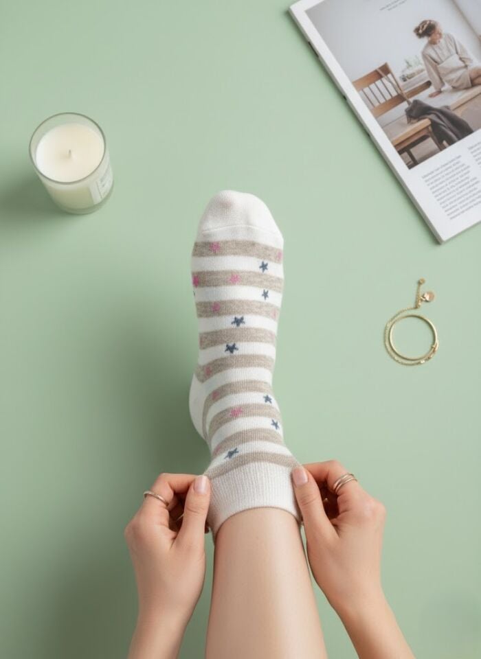 Kalpli Çizgili Kadın Soket Çorap