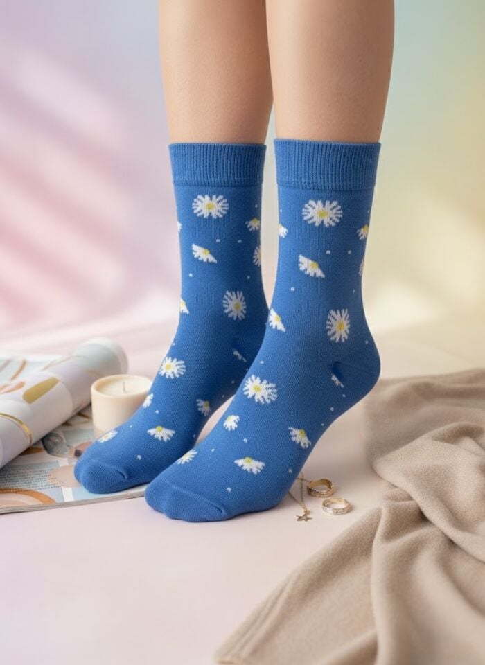 Papatya Desenli Kadın Soket Çorap