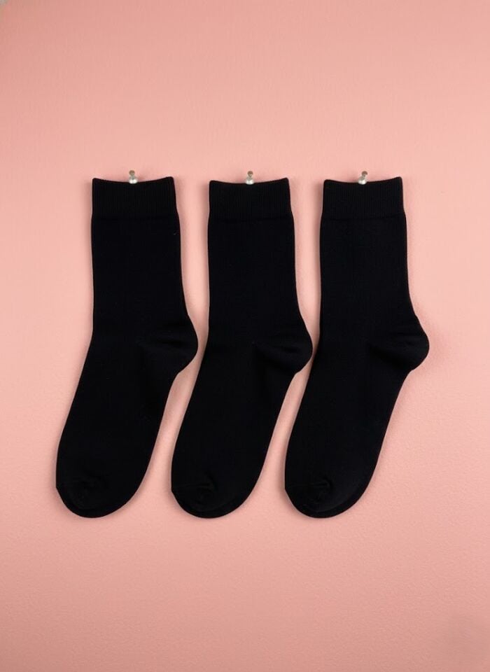 3'Lü Paket Siyah Kadın Soket Çorap