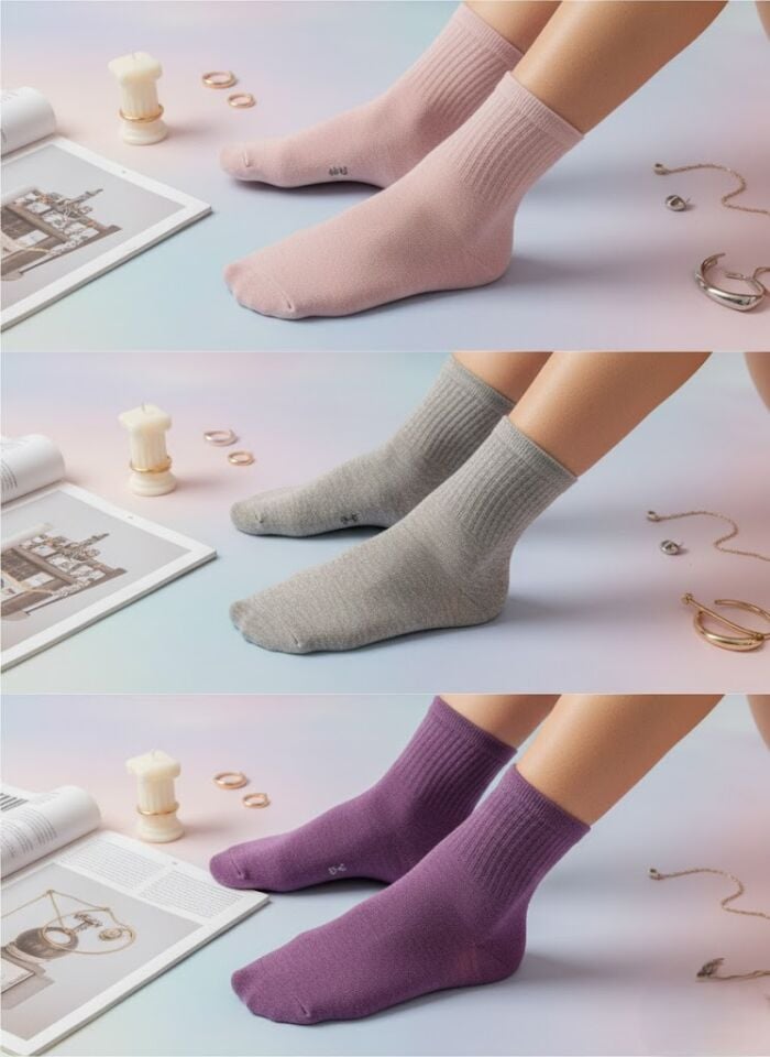 3'lü Kadın Soket Çorap