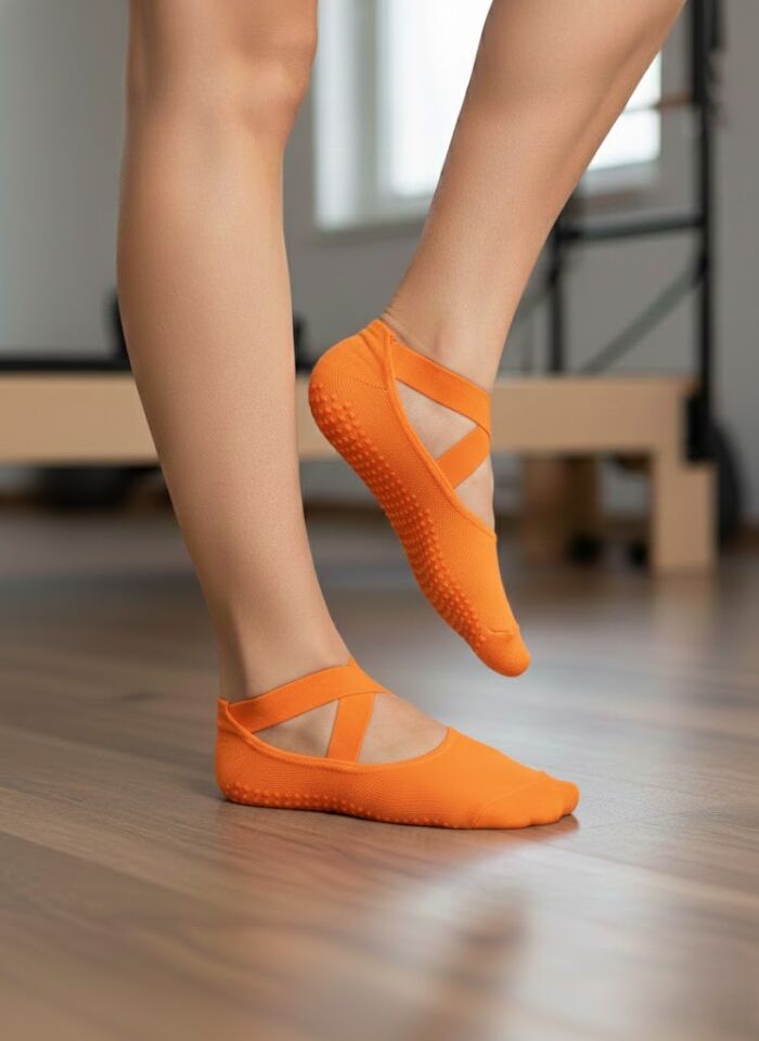 Turuncu Çapraz Pilates&Yoga Çorabı