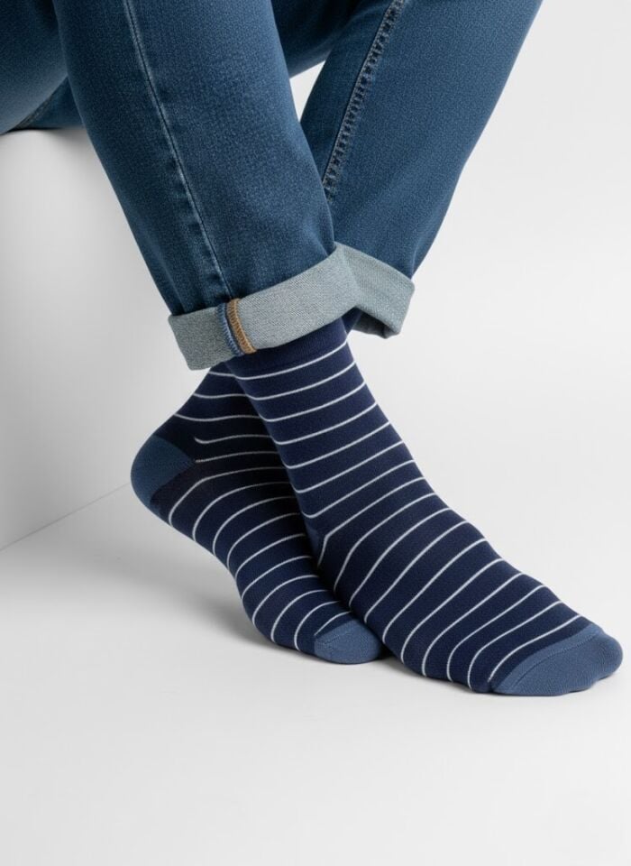 Çizgili Pamuklu Erkek Çorap