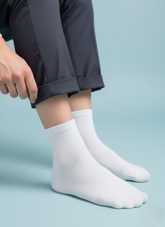 Beyaz Pamuklu Erkek Çorap