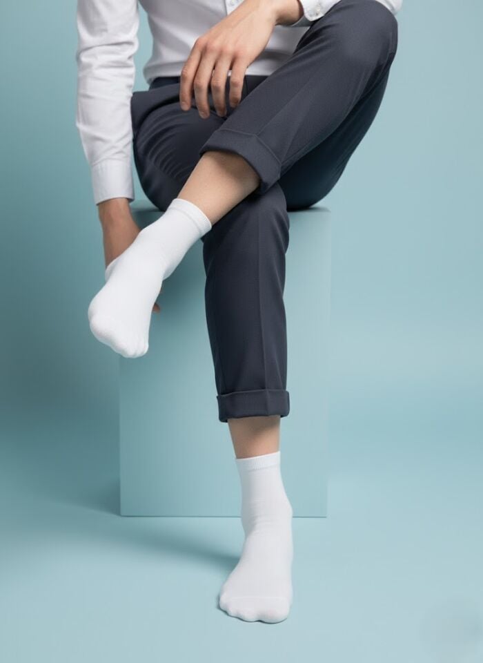 Beyaz Pamuklu Erkek Çorap
