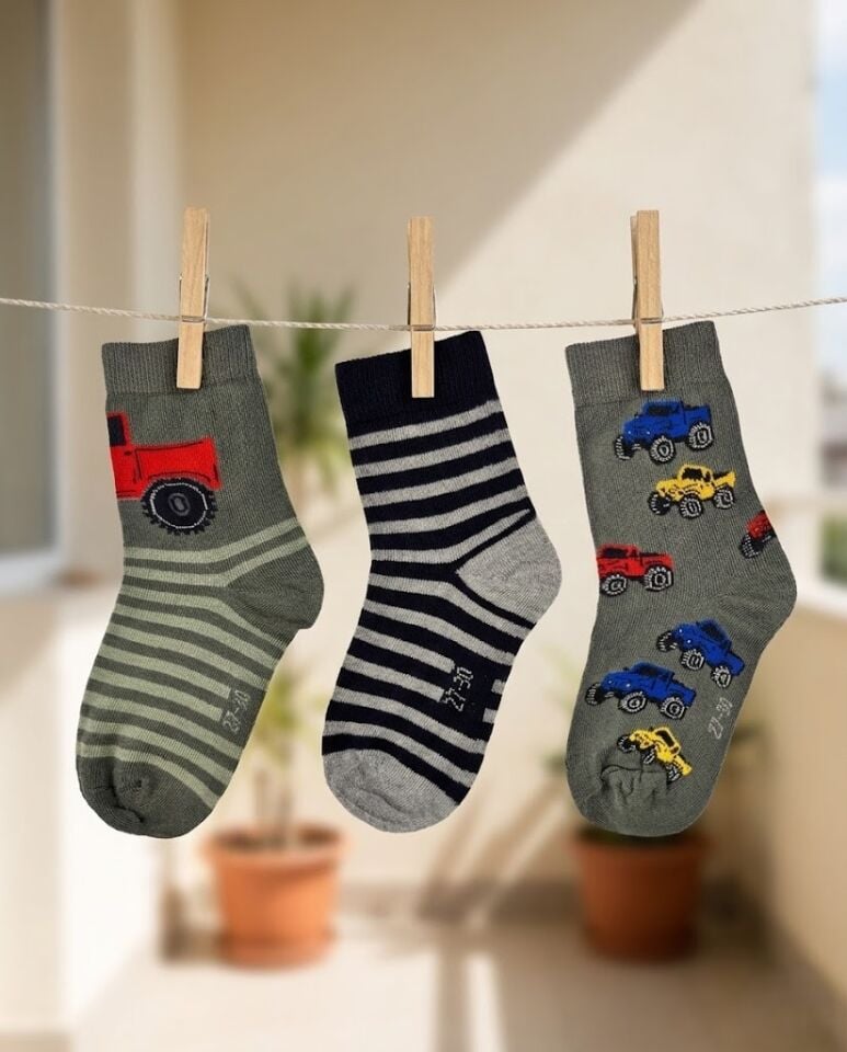 3'lü Erkek Çocuk Çorap