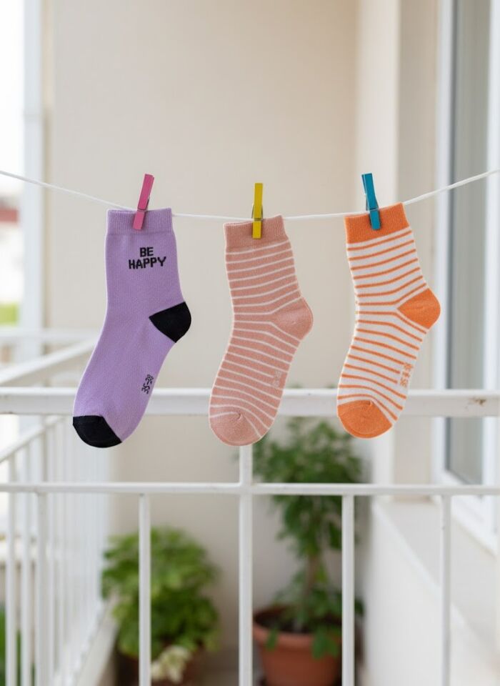 3'lü Kız Çocuk Çorap