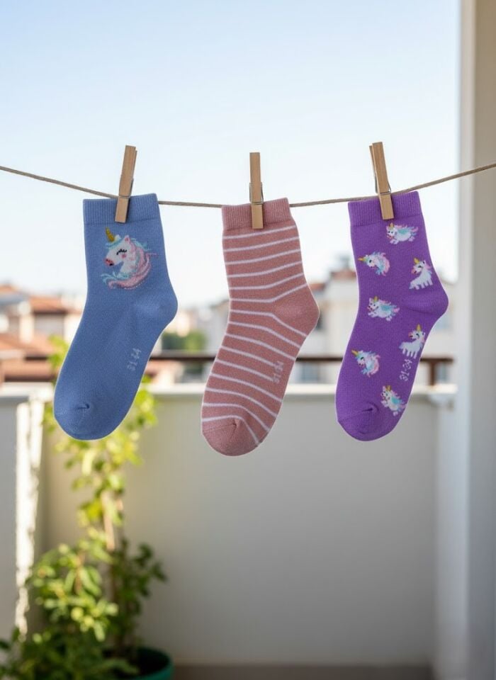 3'lü Kız Çocuk Çorap