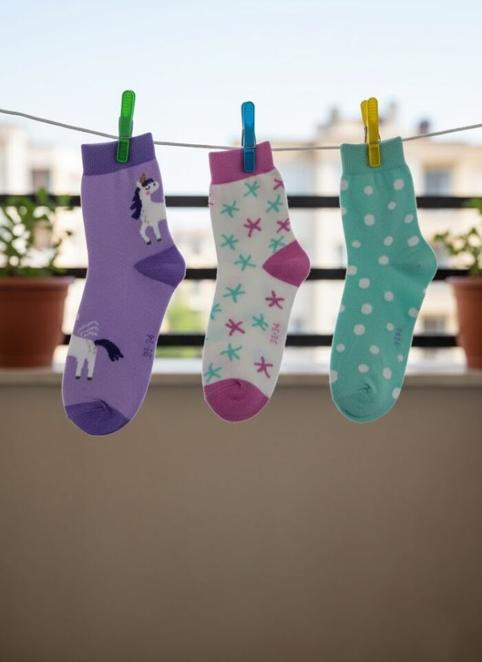 3'lü Kız Çocuk Çorap