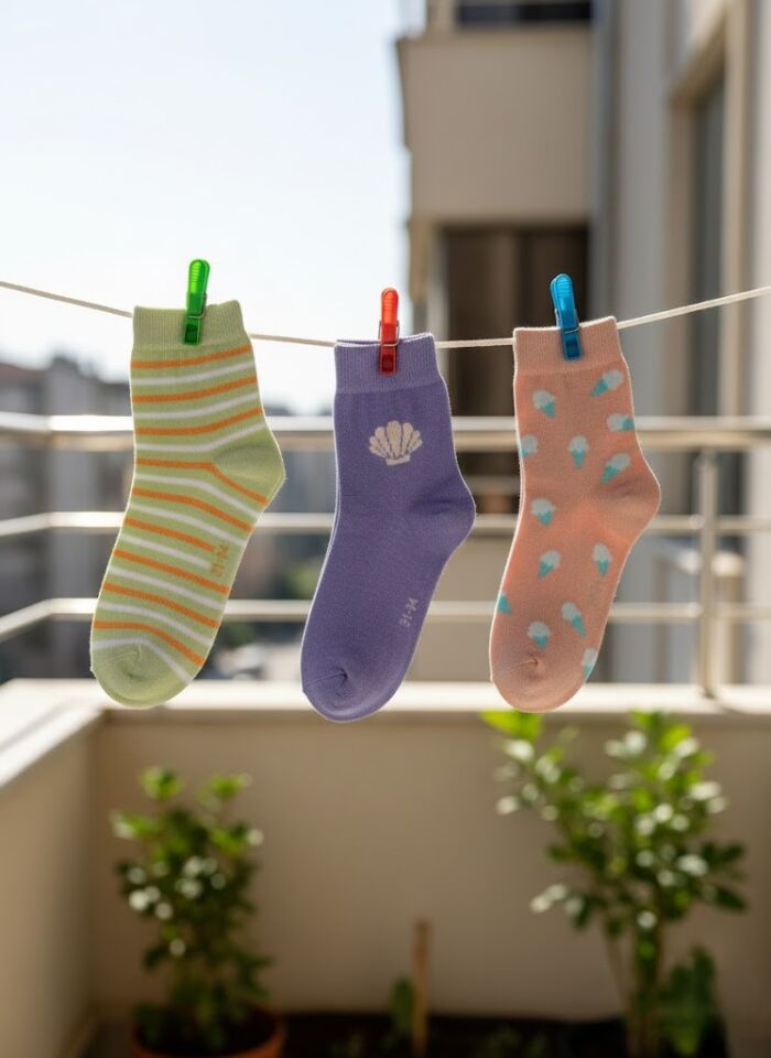 3'lü Kız Çocuk Çorap