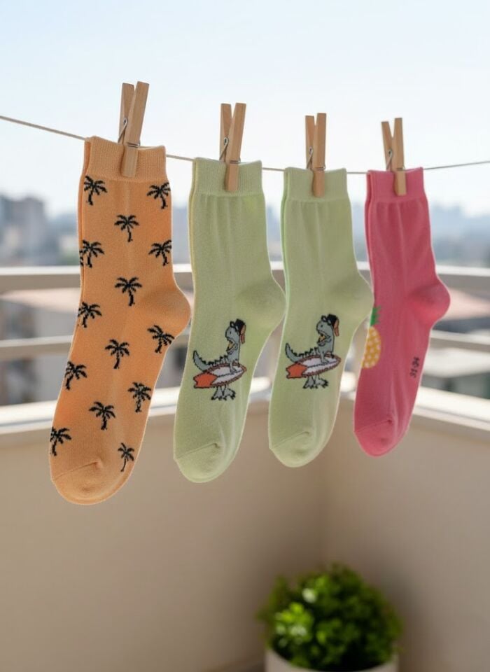 3'lü Kız Çocuk Çorap