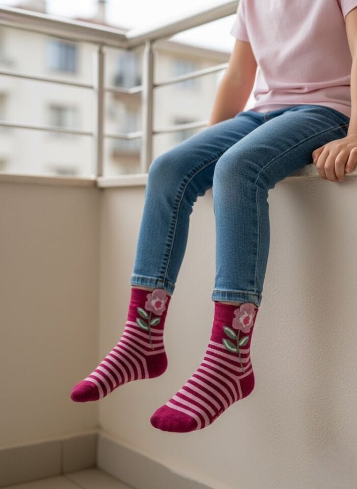 3'lü Kız Çocuk Çorap