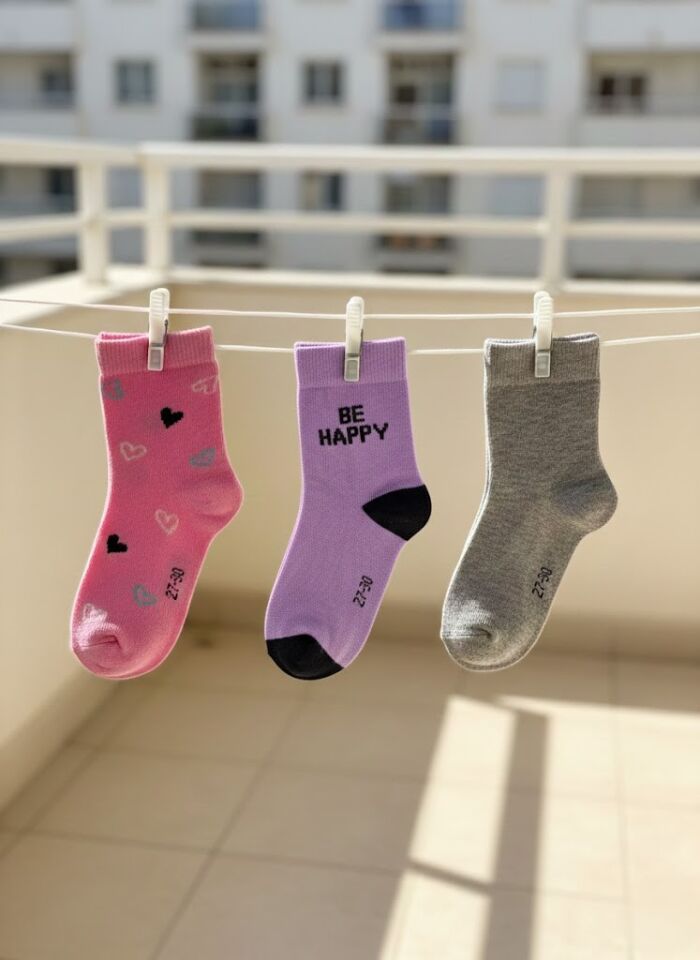 3'lü Kız Çocuk Çorap