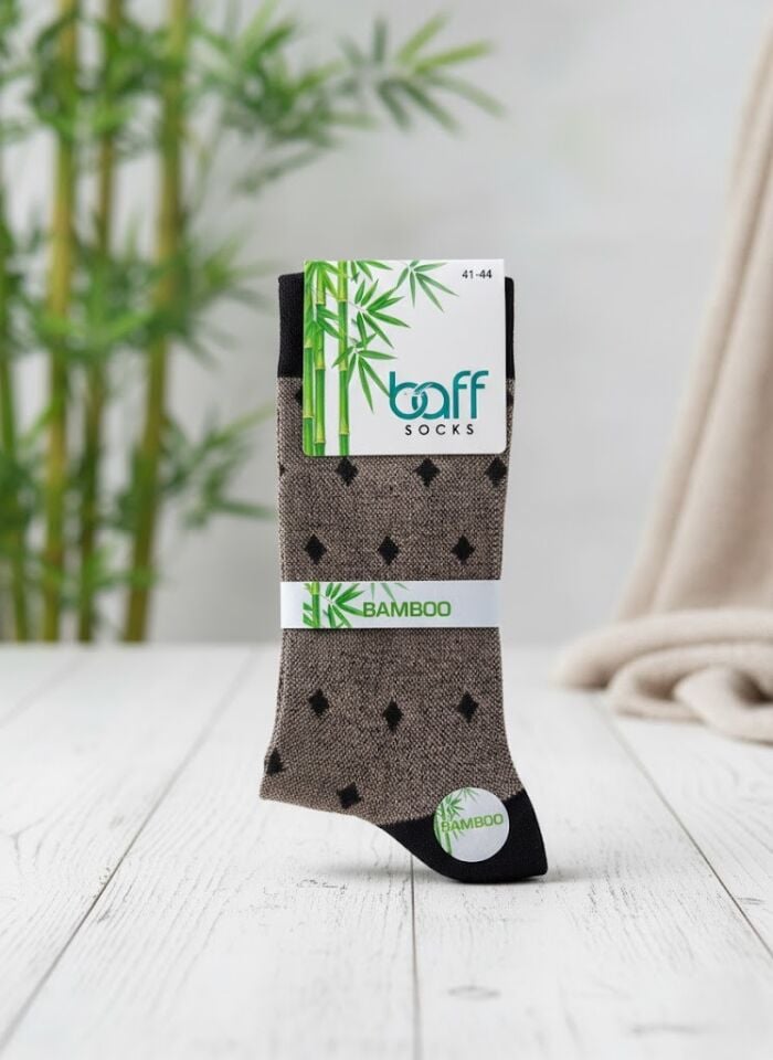 Baff Bambu Kahverengi Desenli 4 Mevsim Erkek Çorap