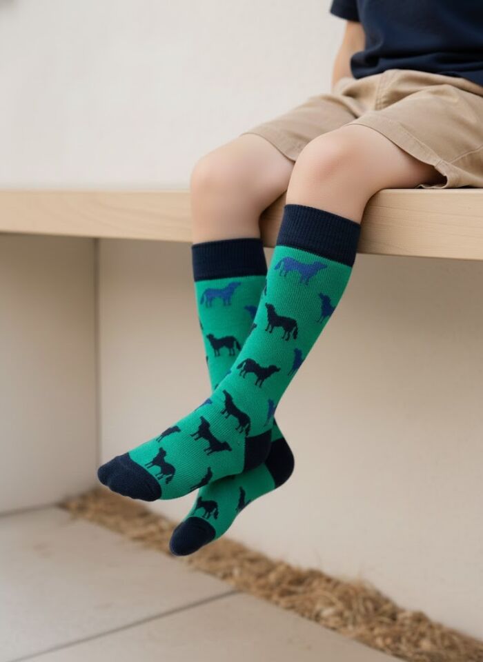 Köpek Desenli Çocuk Dizaltı Çorap
