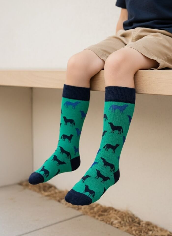 Köpek Desenli Çocuk Dizaltı Çorap
