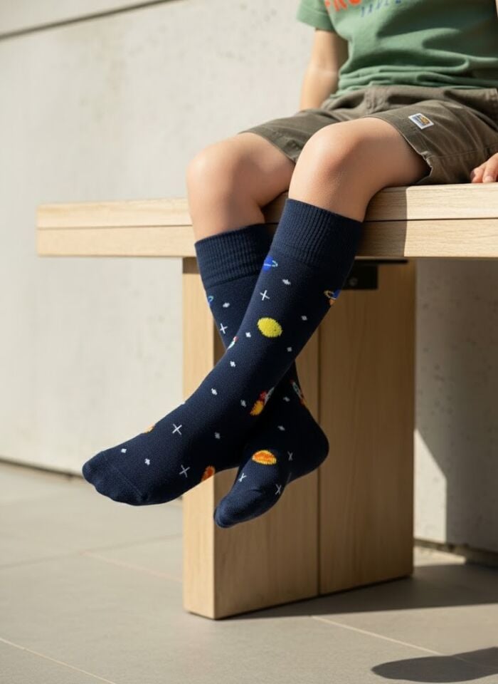 Uzay Desenli Çocuk Dizaltı Çorap