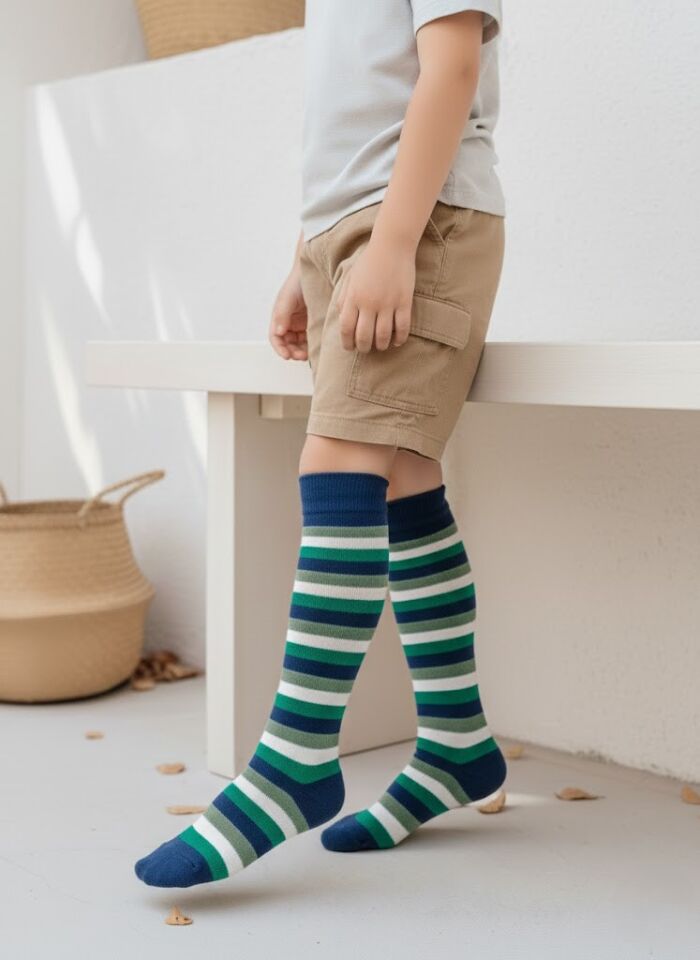 Çizgili Çocuk Dizaltı Çorap