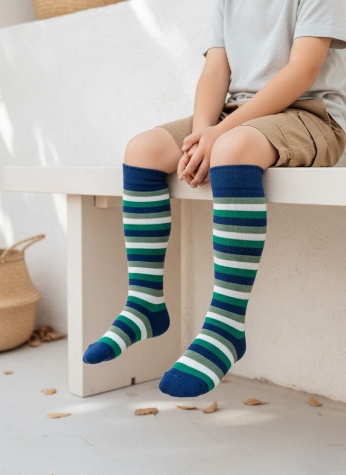 Çizgili Çocuk Dizaltı Çorap