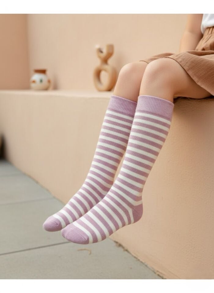 Çizgili Çocuk Dizaltı Çorap