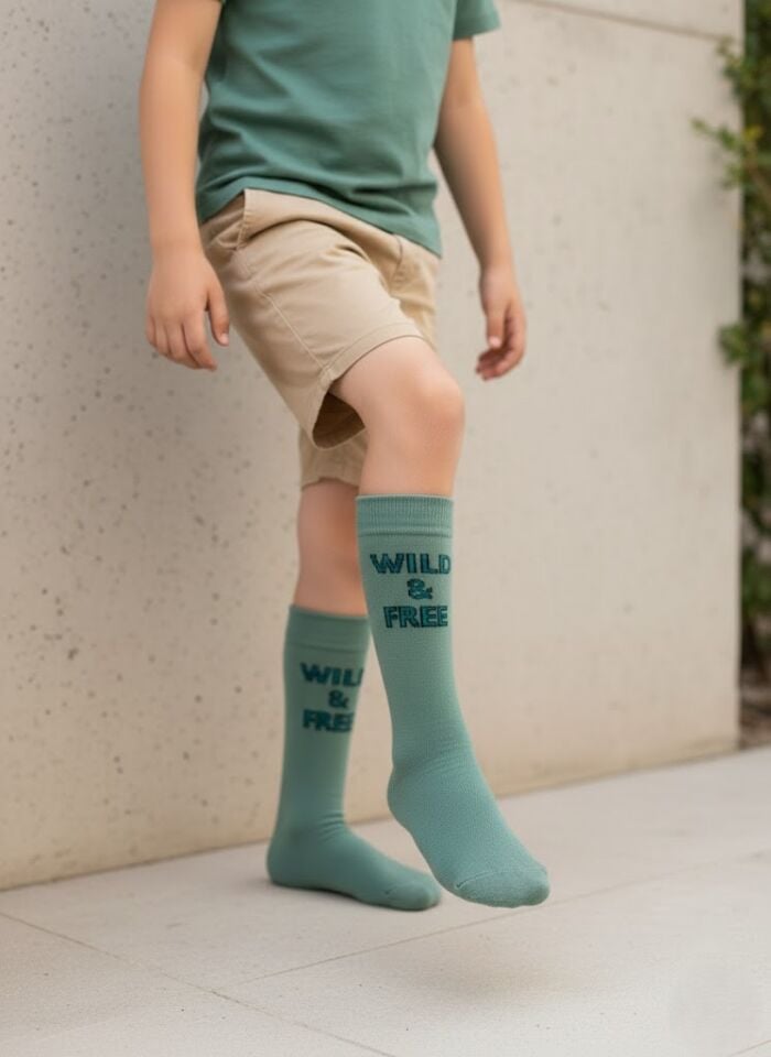 Wild & Fire Yazılı Çocuk Dizaltı Çorap
