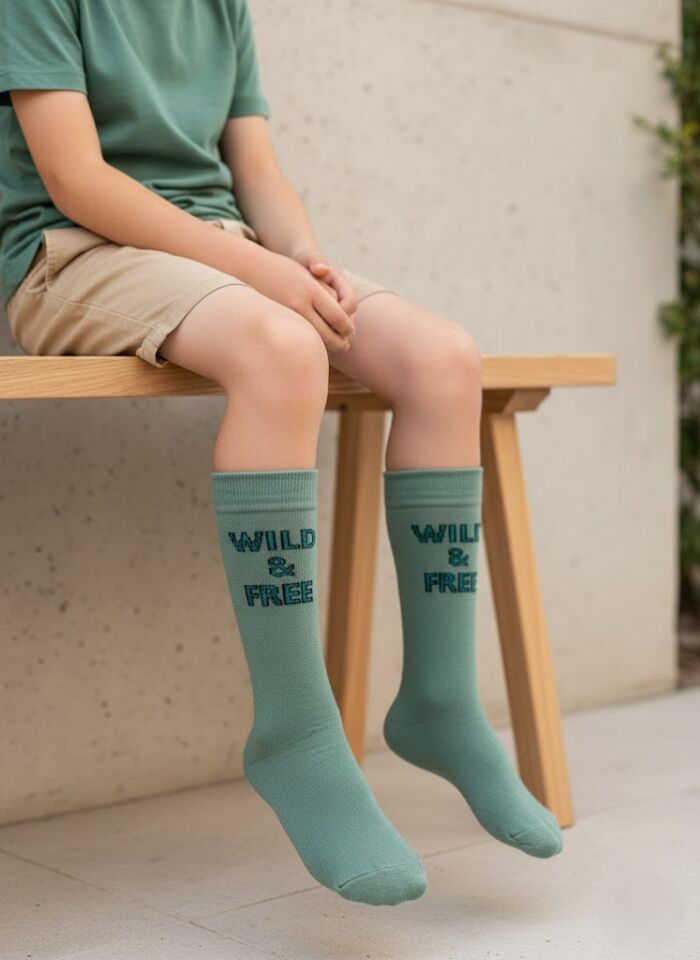 Wild & Fire Yazılı Çocuk Dizaltı Çorap