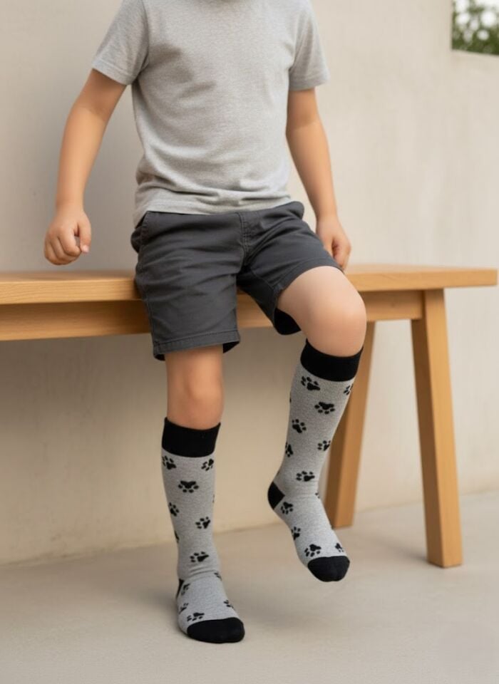 Pati Desenli Çocuk Dizaltı Çorap