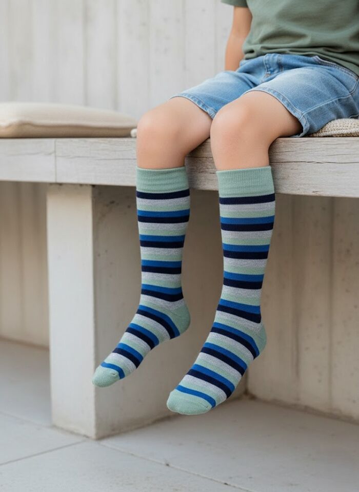 Çizgili Çocuk Dizaltı Çorap