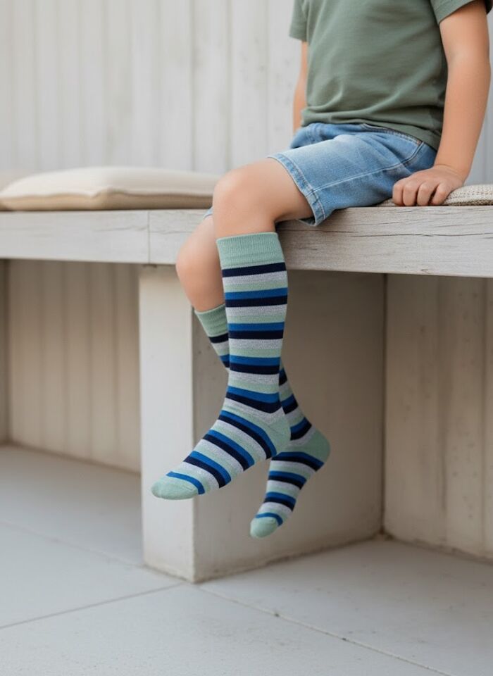 Çizgili Çocuk Dizaltı Çorap