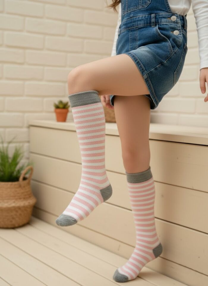 Çizgili Çocuk Dizaltı Çorap