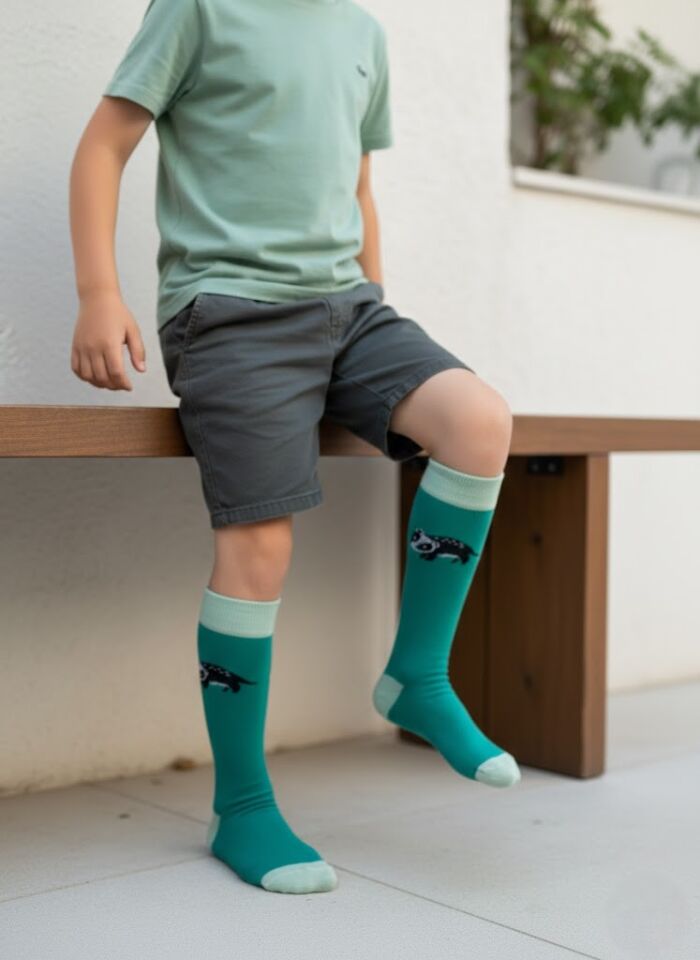 Rakun Desenli Çocuk Dizaltı Çorap