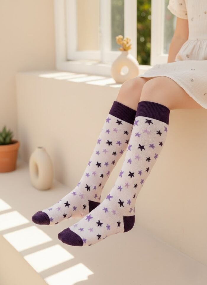 Yıldız Desenli Çocuk Dizaltı Çorap