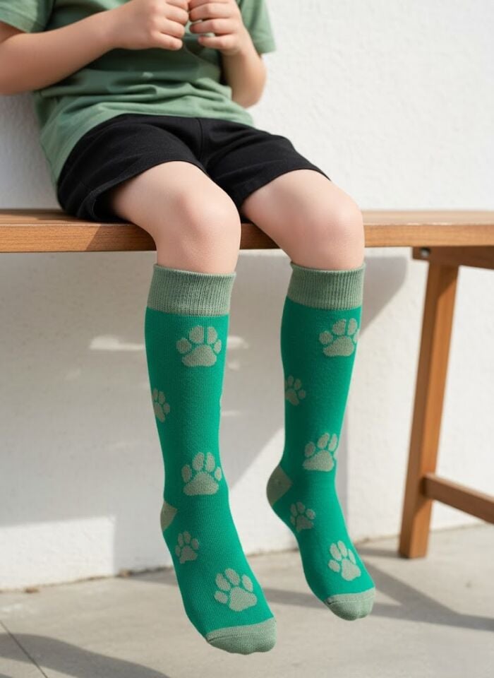 Pati Desenli Çocuk Dizaltı Çorap