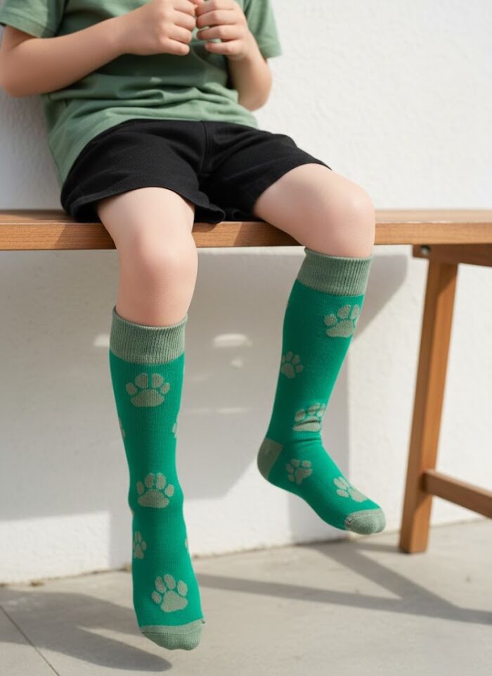 Pati Desenli Çocuk Dizaltı Çorap