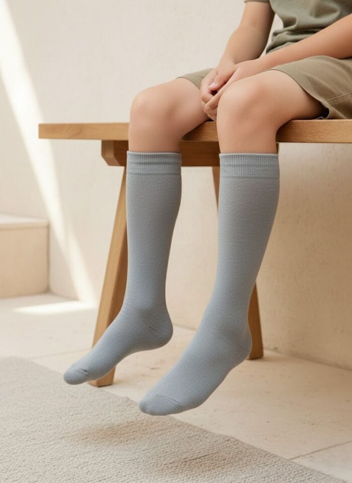 Gri Çocuk Dizaltı Çorap