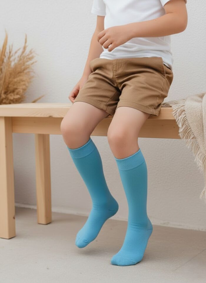 Turkuaz Çocuk Dizaltı Çorap