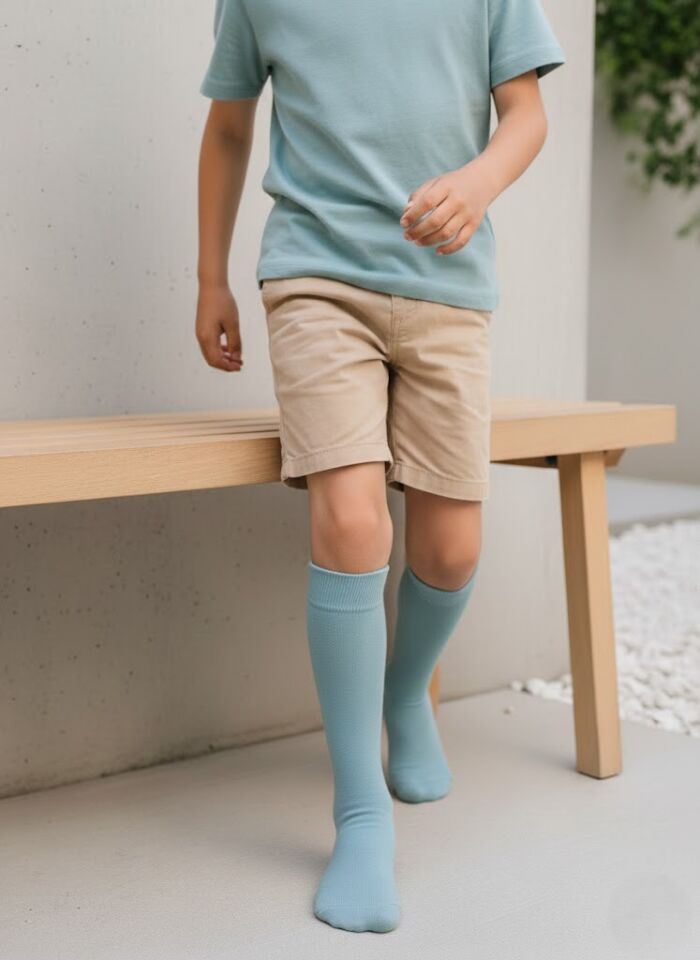 Açık Mavi Çocuk Dizaltı Çorap