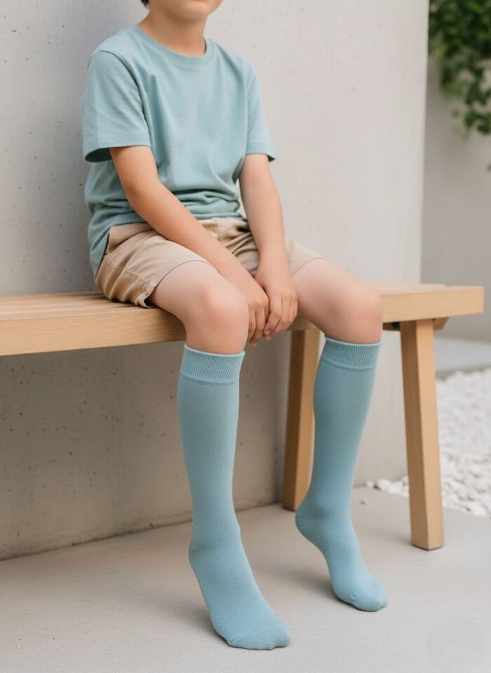Açık Mavi Çocuk Dizaltı Çorap
