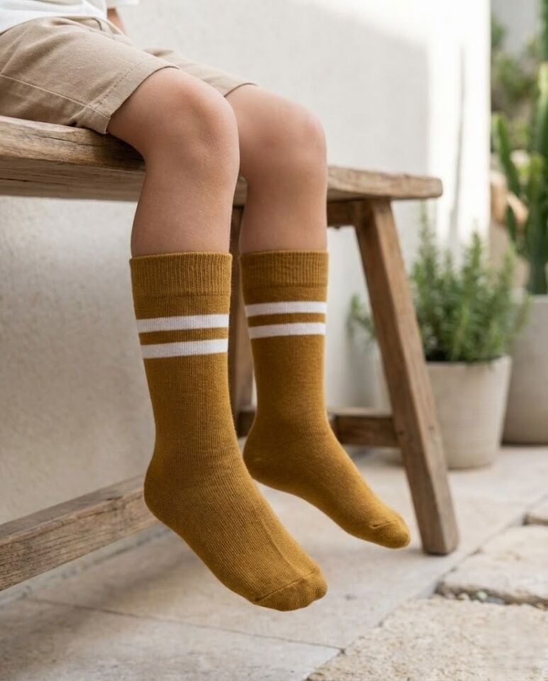 Çizgili Çocuk Dizaltı Çorap